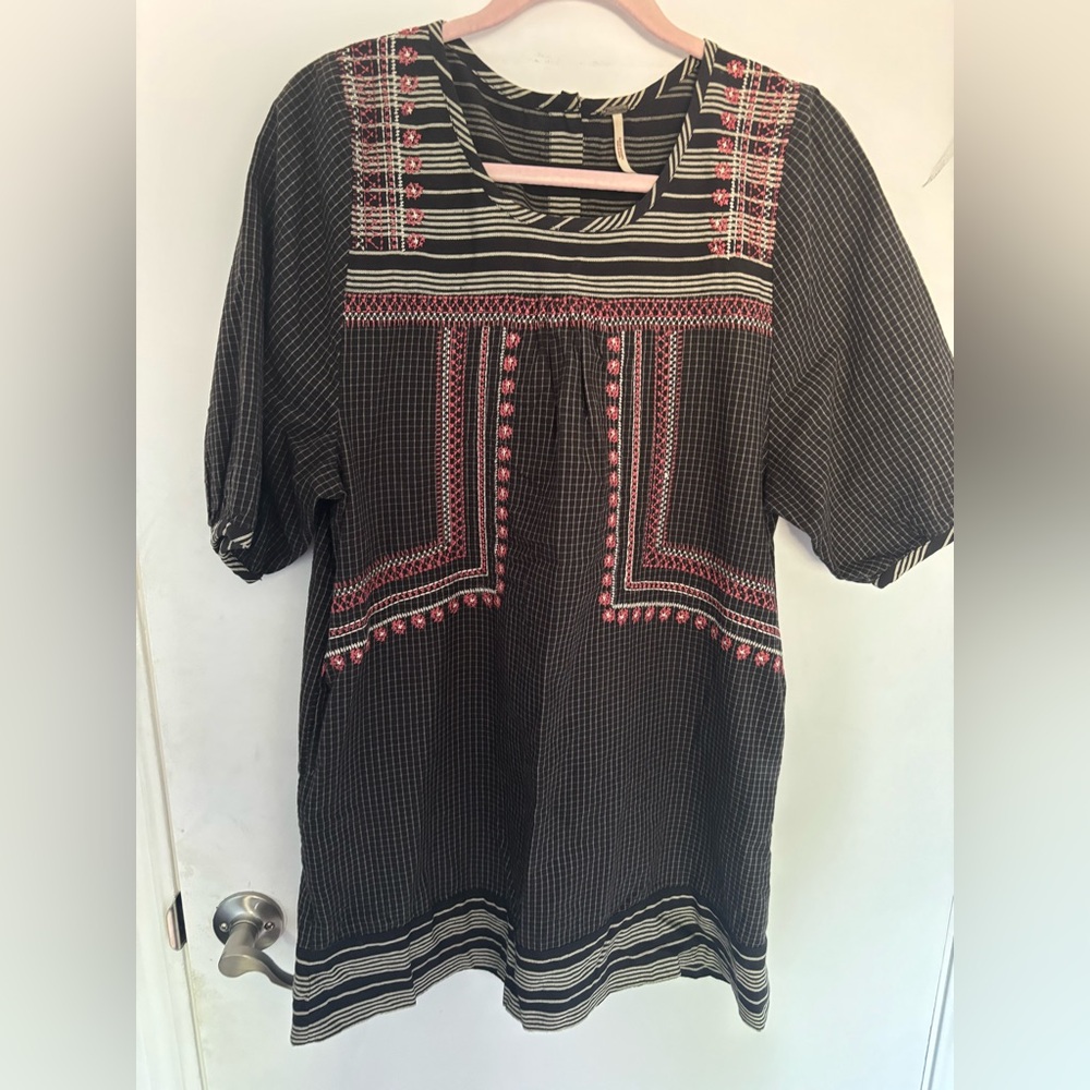Free People embroidered mini dress with pockets